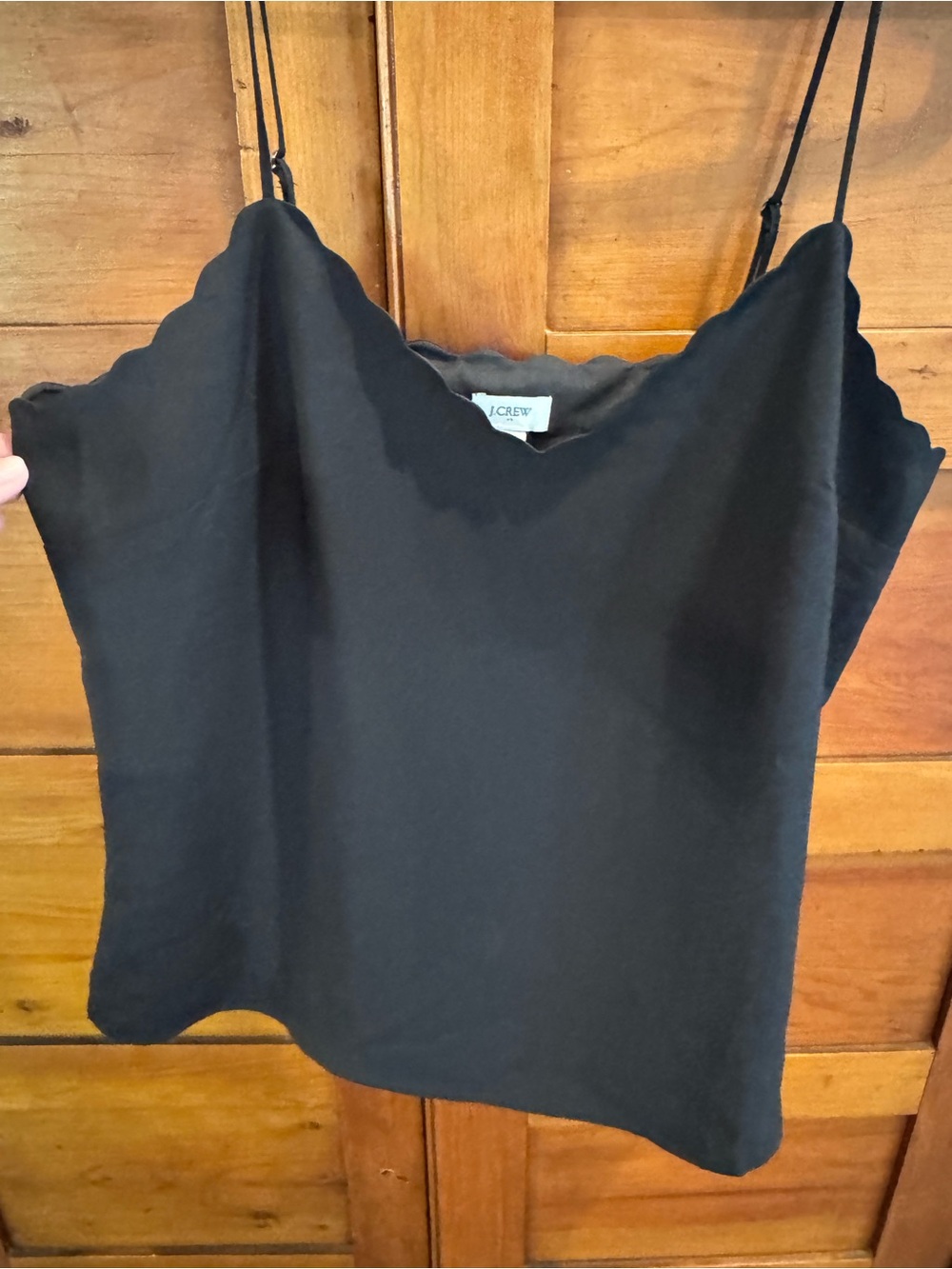 NWT J.Crew Black Scalloped V-Neck Camisole - Size 10